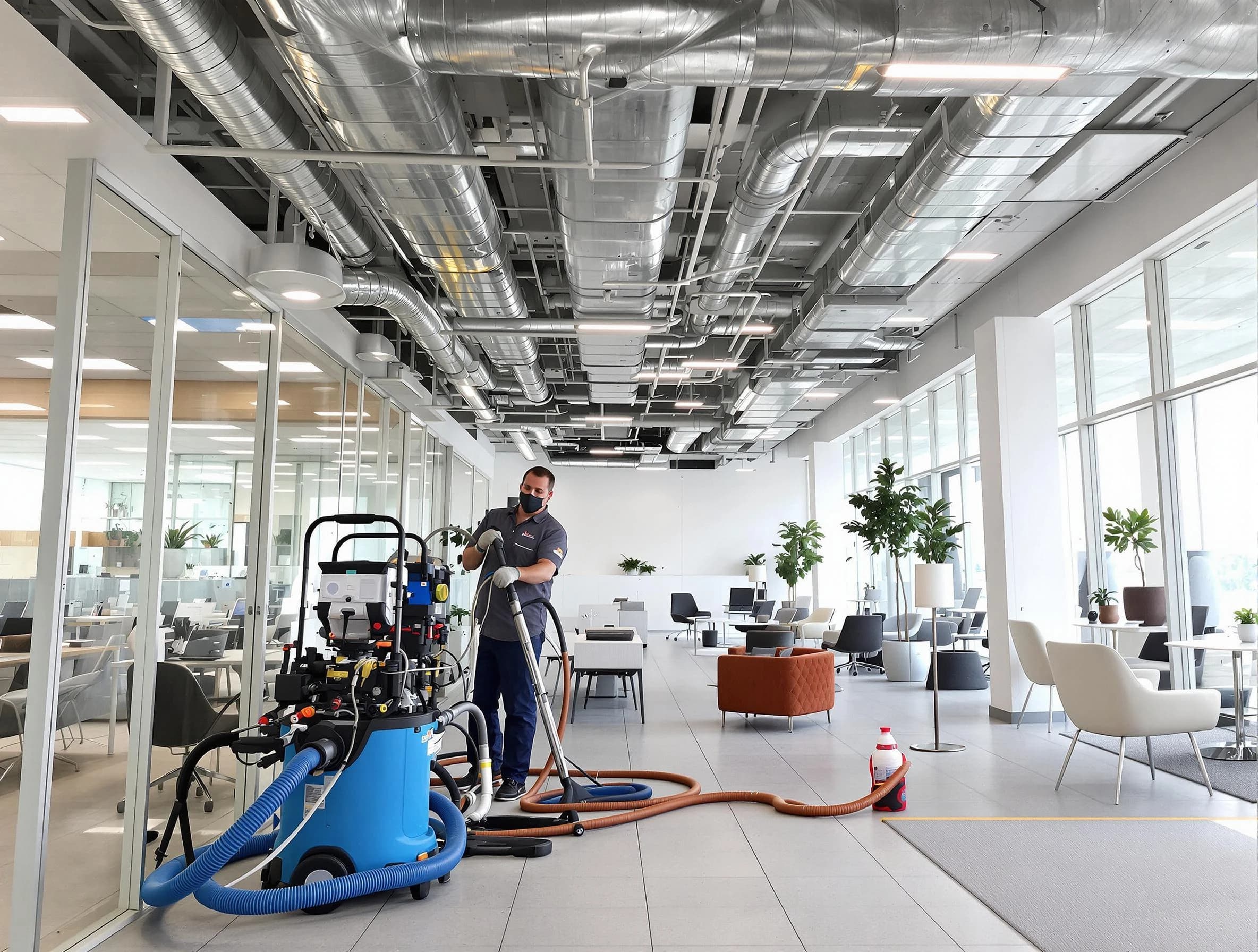 South Fulton Air Duct Cleaning team conducting comprehensive commercial duct cleaning at a business location in South Fulton