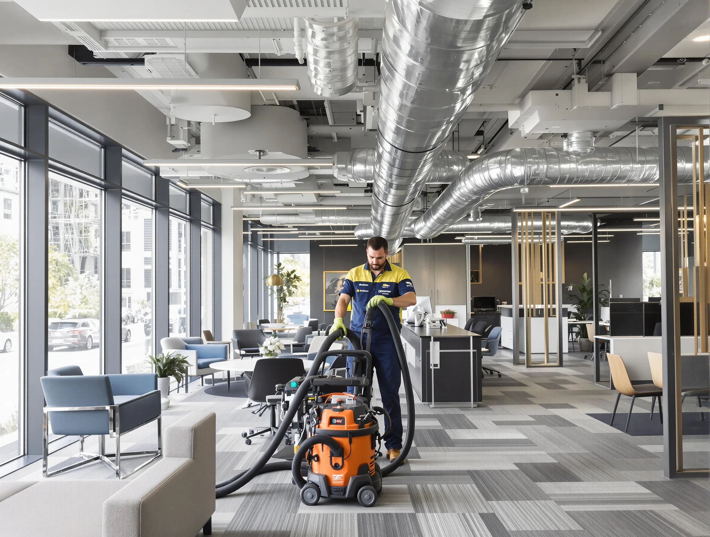 South Fulton Air Duct Cleaning team performing thorough commercial duct cleaning at a South Fulton business center